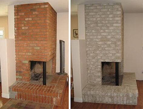 inside fireplace painted brick fireplace