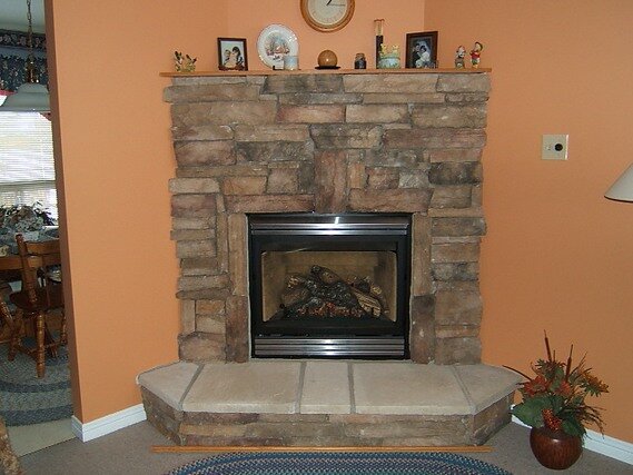 inside stone fireplace corner fireplace