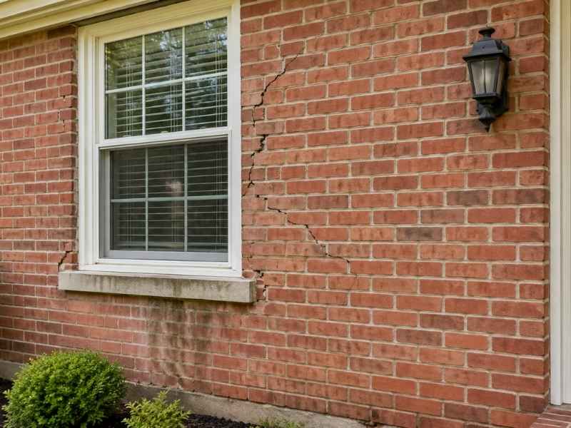 Brick repair around windows and door openings on a residential masonry exterior in Birmingham Alabama
